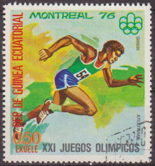 z vendido Guinea Ecuatorial 1975 Sello * Juegos Olimpicos 02 Atletismo 0,50ek Guinée Equatoriale Preobliteré Matasello de favor Preobliterado 